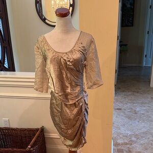 Madison Marcus Gold Wrap Cocktail Dress
